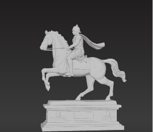 War Horse Statue  Dynamic Bronze Monument Low-poly 3D model_23