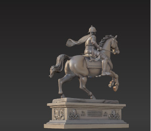 War Horse Statue  Dynamic Bronze Monument Low-poly 3D model_19