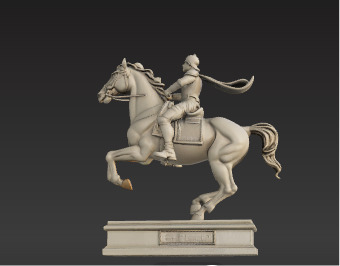 War Horse Statue  Dynamic Bronze Monument Low-poly 3D model_15