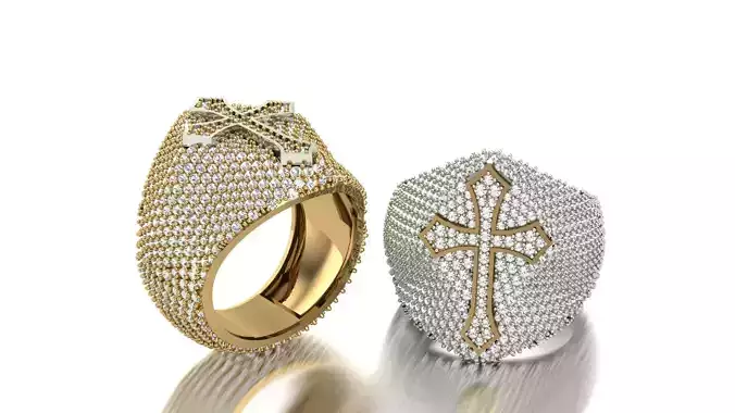Cross Hip Hop Iced Ring Jewelry 3D Print Model STL 3D print model