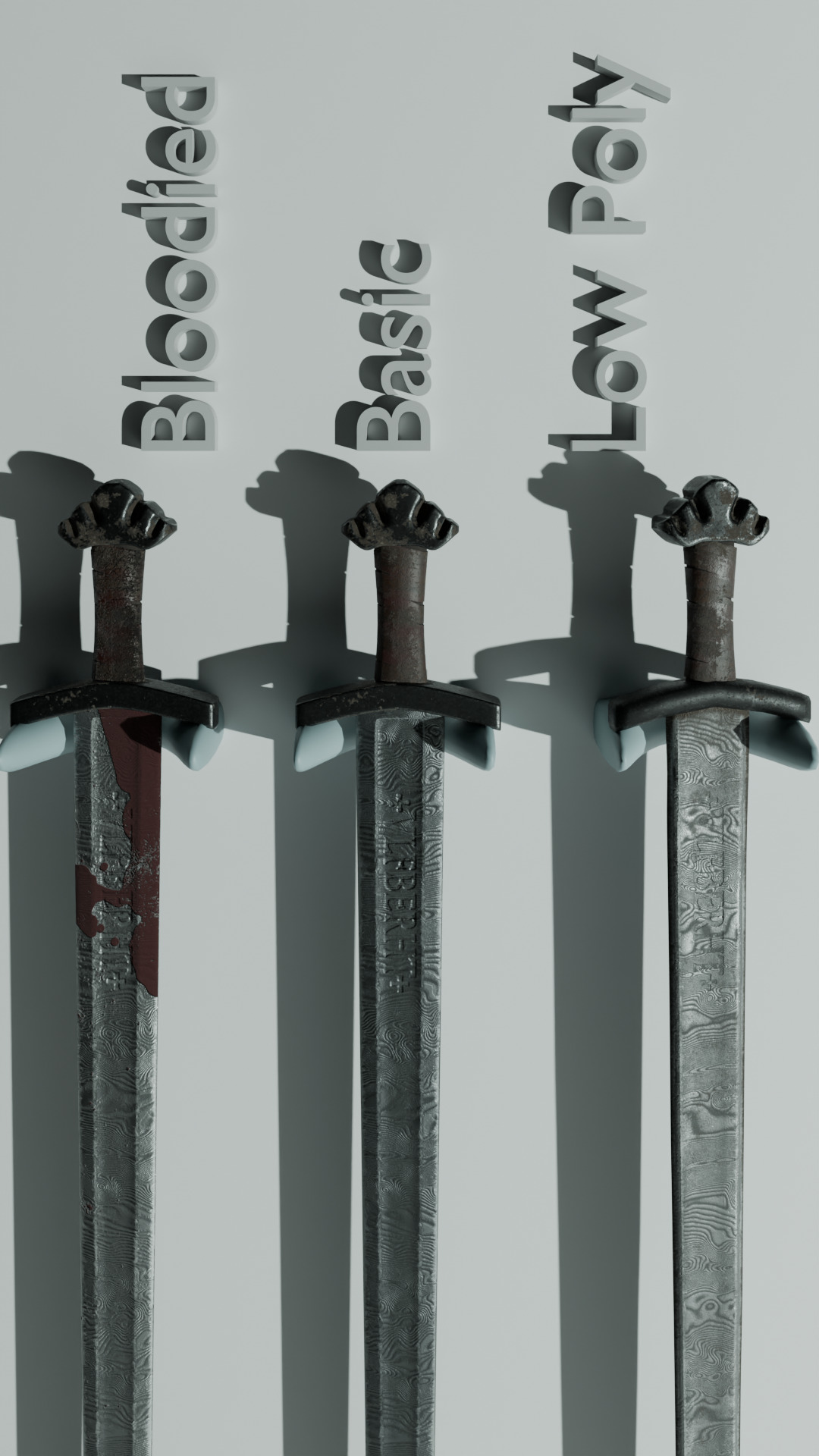 Medieval Viking Sword Low and High Poly Pack Low-poly 3D model_1