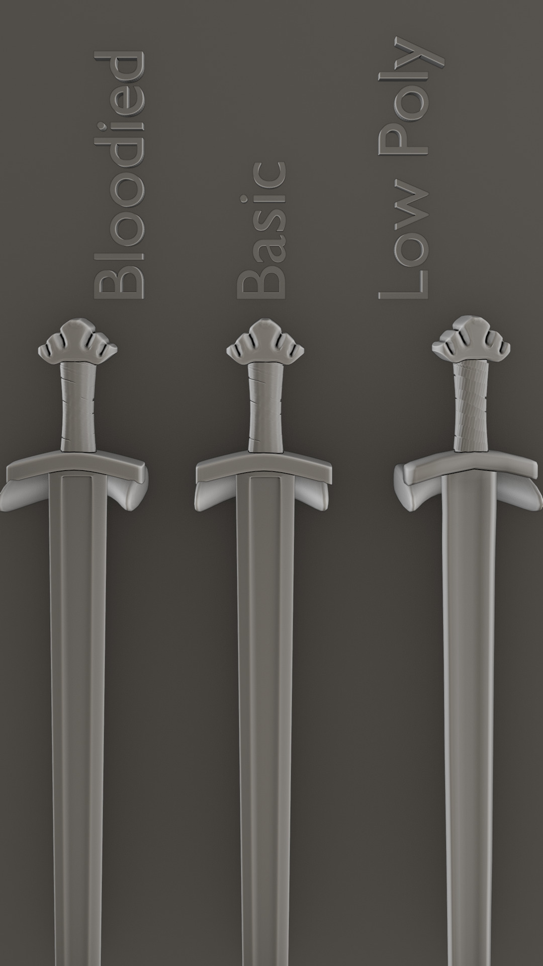 Medieval Viking Sword Low and High Poly Pack Low-poly 3D model_2