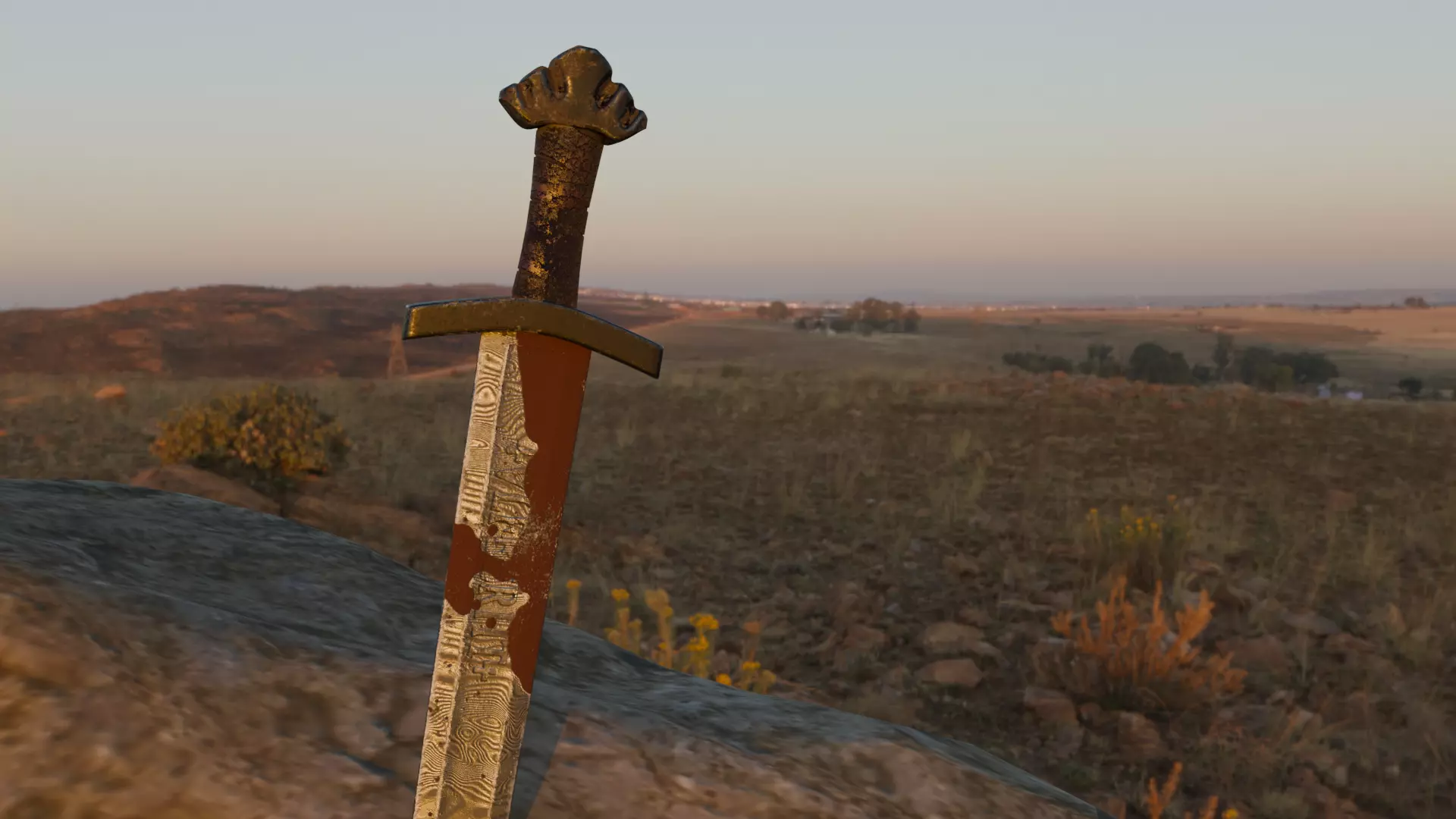 Medieval Viking Sword Low and High Poly Pack Low-poly 3D model_0