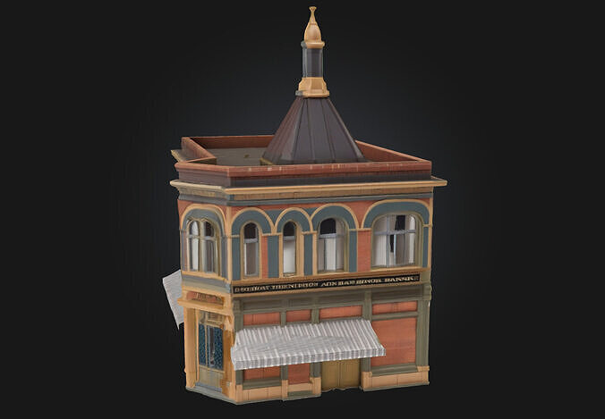 Arkham Bank Building Model  Gothic Grandeur Meets Financial  3D model 4