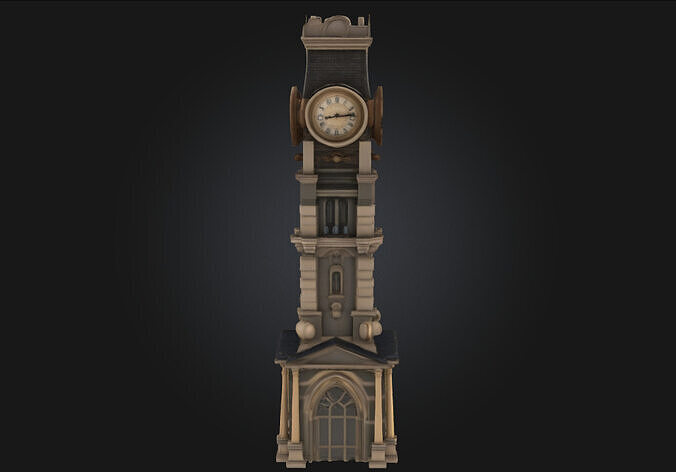 Steampunk Clock Tower  Timekeeping with Gears and Grandeur 3D model 5