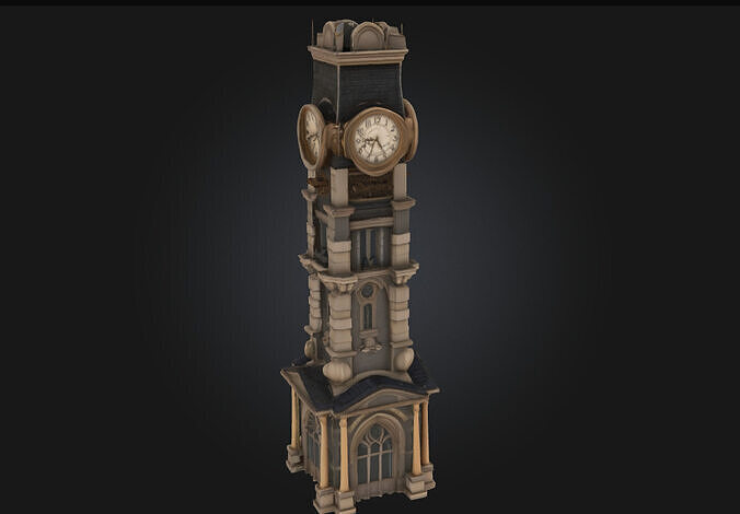 Steampunk Clock Tower  Timekeeping with Gears and Grandeur 3D model 2