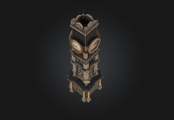 Steampunk Clock Tower  Timekeeping with Gears and Grandeur 3D model 7