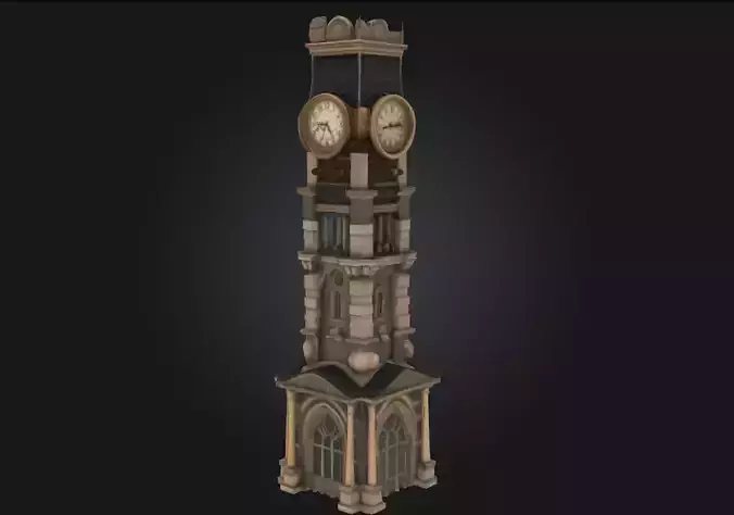 Steampunk Clock Tower Timekeeping with Gears and Grandeur 3D model