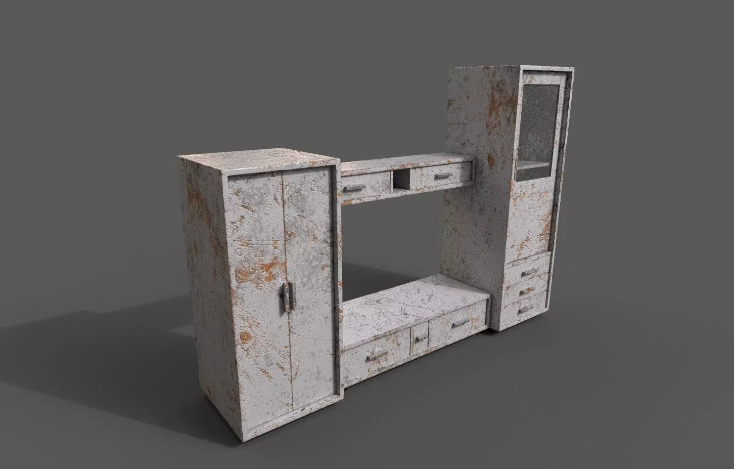 Set Old Modern Furniture 3D Model Low-poly 3D model_0