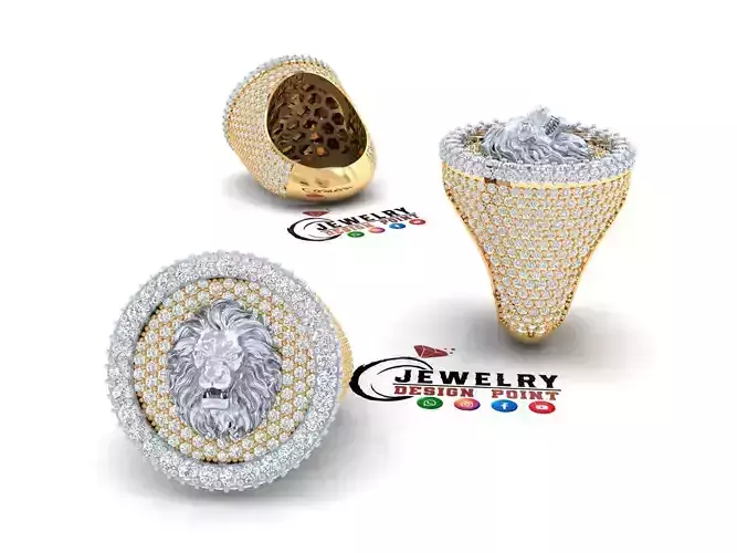 Custom Lion Face Ring - Championship Diamond Ring 