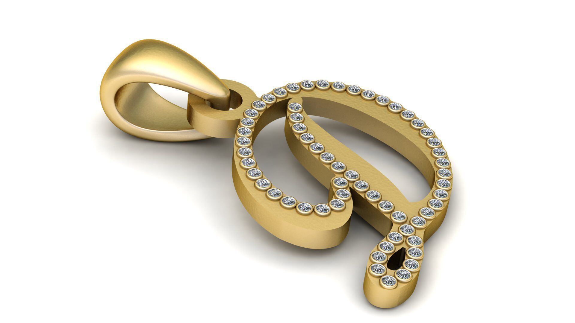 Abstract Gold Pendant 3D print model_2