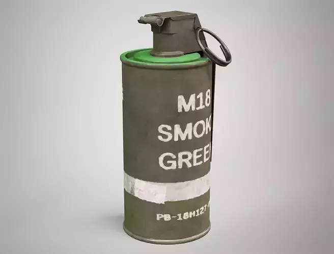 M18 Green Smoke Hand Grenade AAA Game Ready Low-poly 3D model