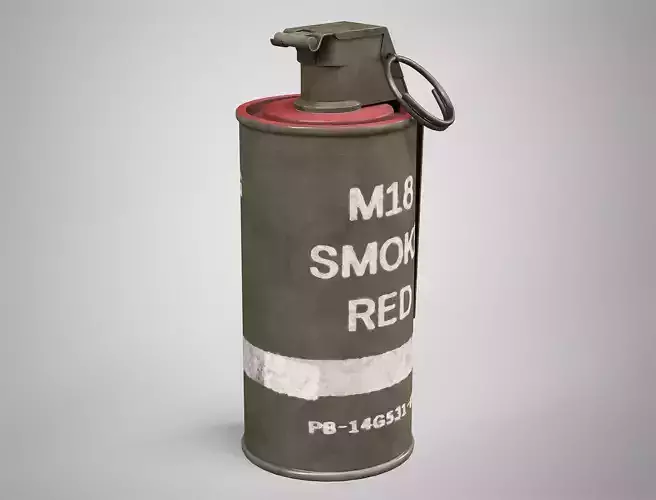 M18 Red Smoke Hand Grenade AAA Game Ready Low-poly 3D model