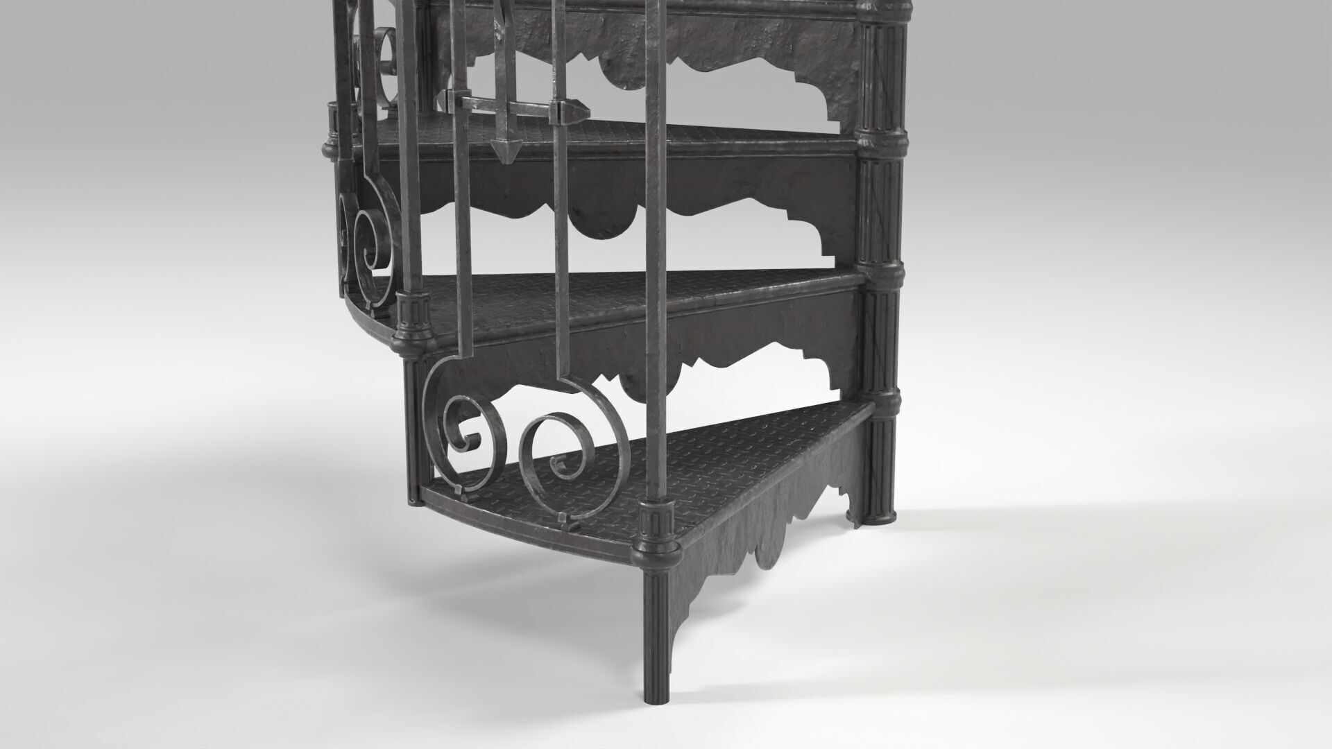Wrought Iron Spiral Staircase Low-poly 3D model_8