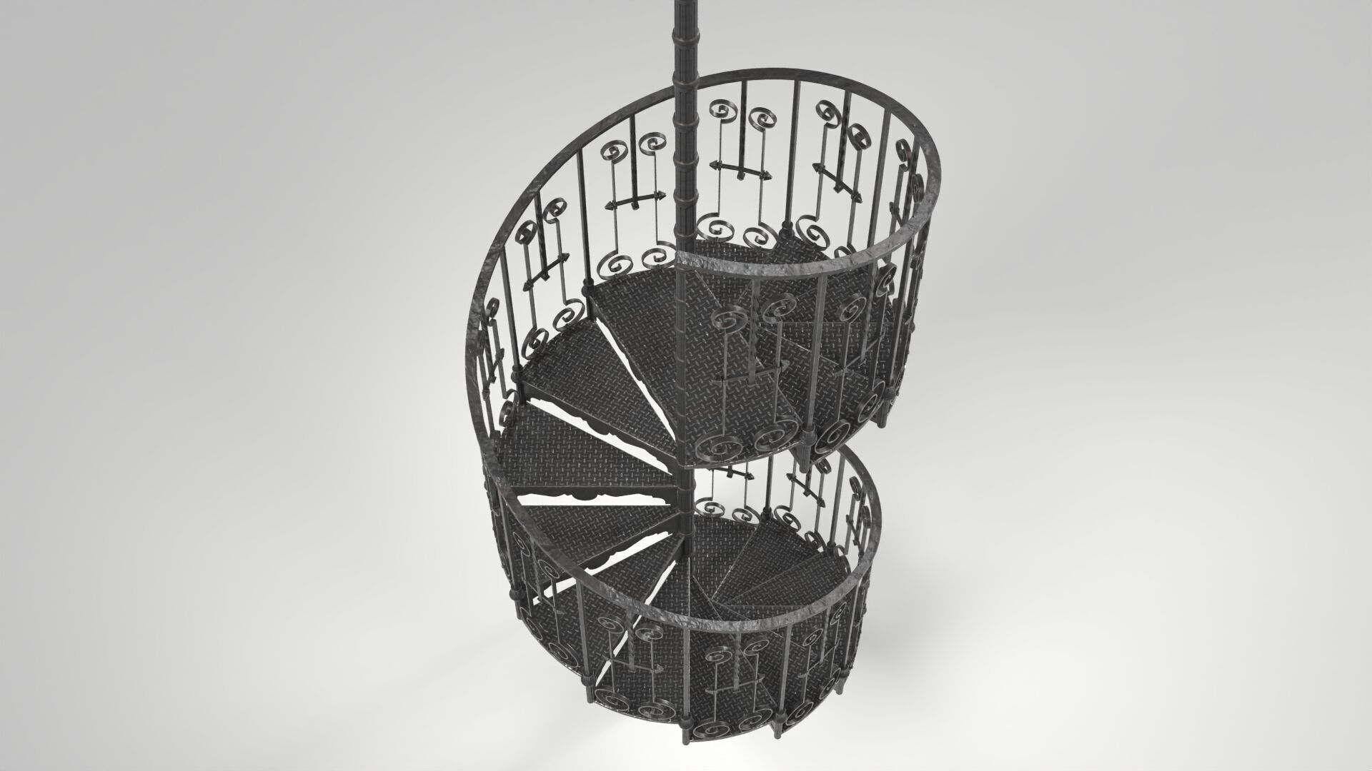 Wrought Iron Spiral Staircase Low-poly 3D model_6