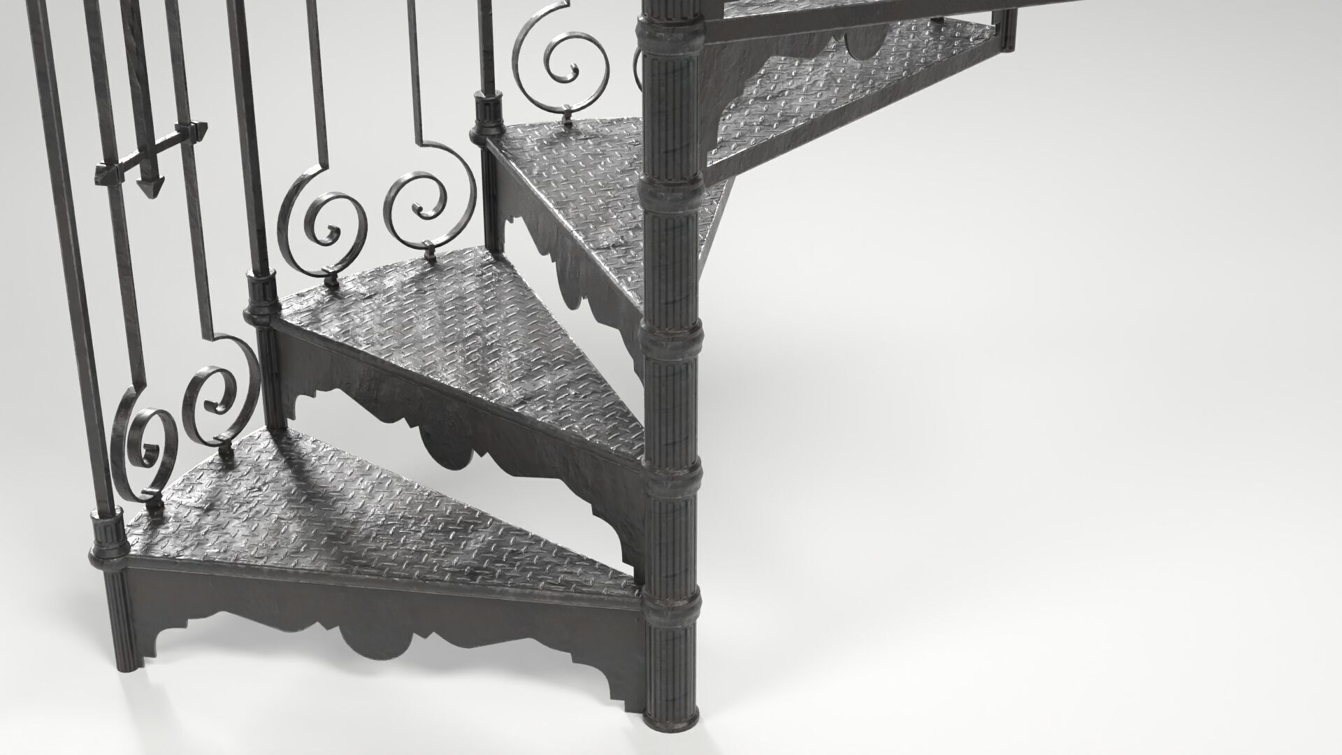 Wrought Iron Spiral Staircase Low-poly 3D model_3