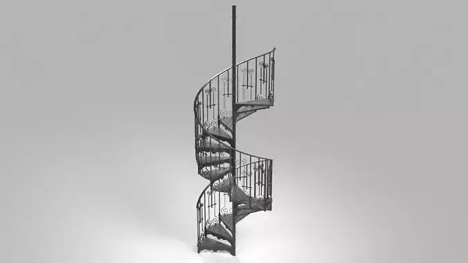 Wrought Iron Spiral Staircase Low-poly 3D model