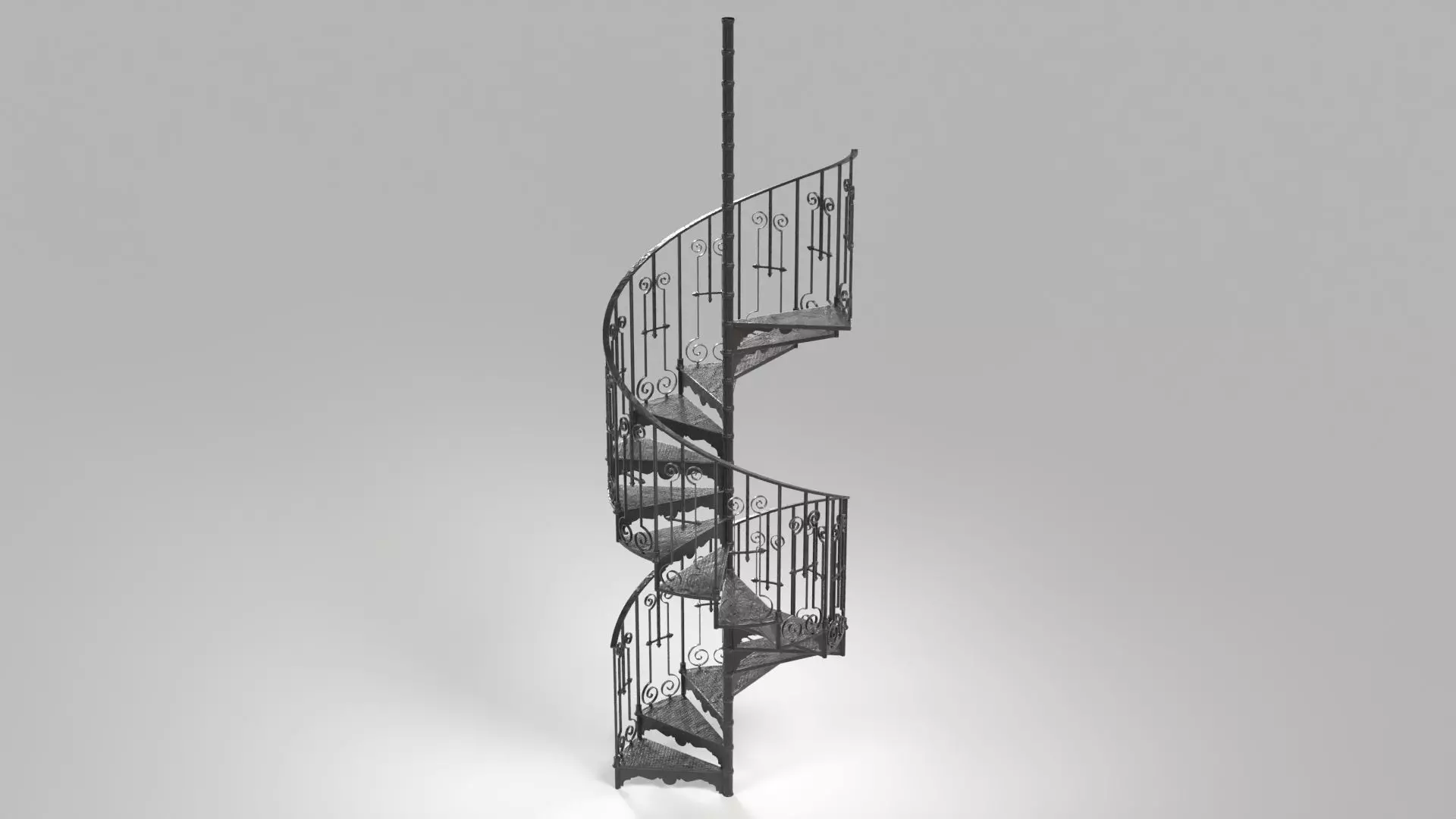 Wrought Iron Spiral Staircase Low-poly 3D model_0
