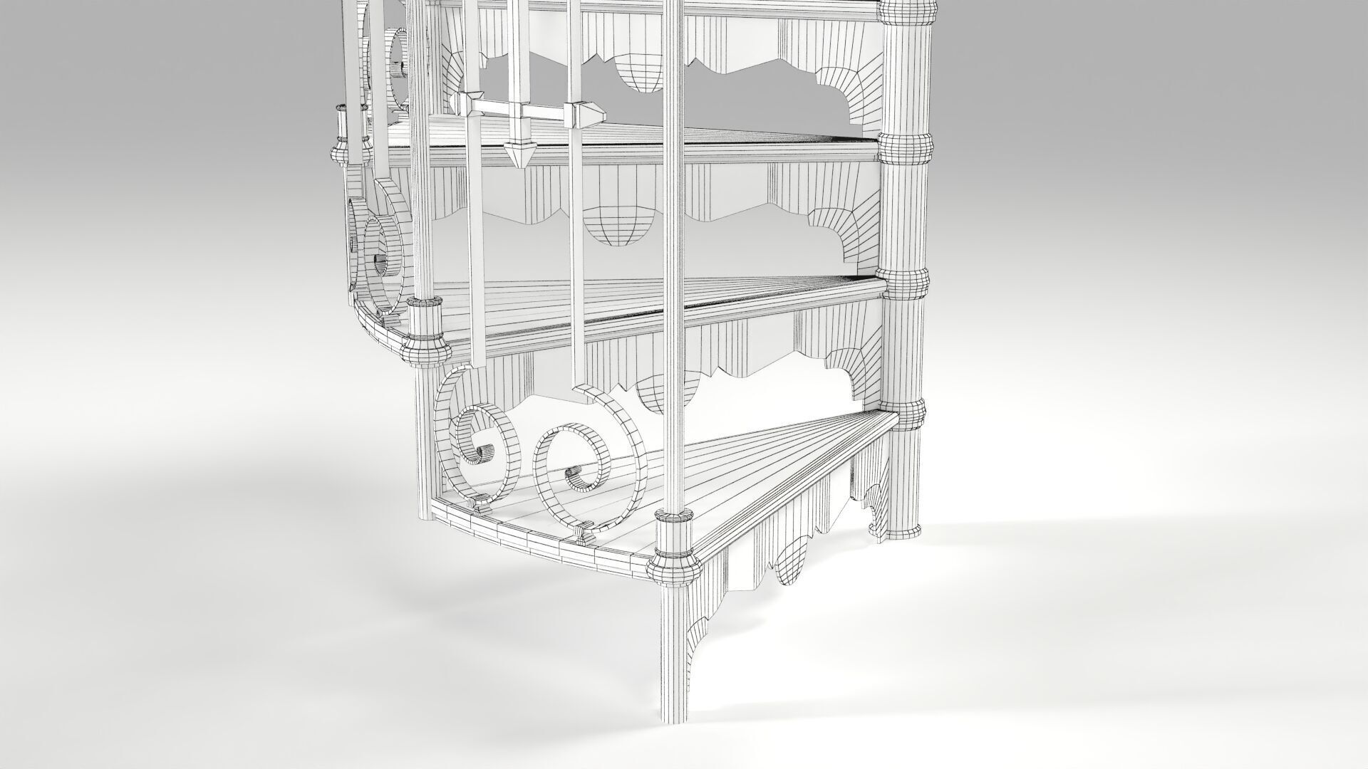Wrought Iron Spiral Staircase Low-poly 3D model_9