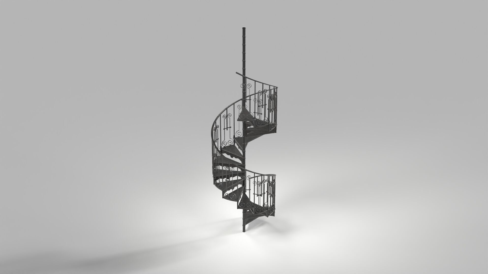 Wrought Iron Spiral Staircase Low-poly 3D model_10