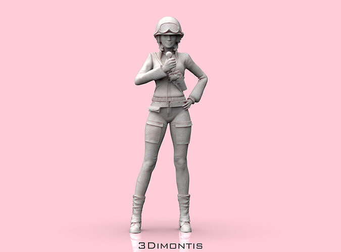 USA Woman Tank Crew WW2 3D print model