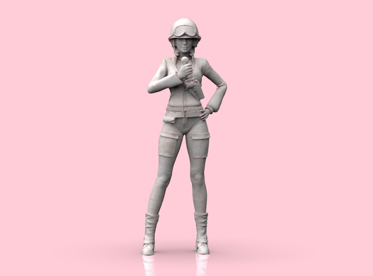 USA Woman Tank Crew WW2 3D print model_6