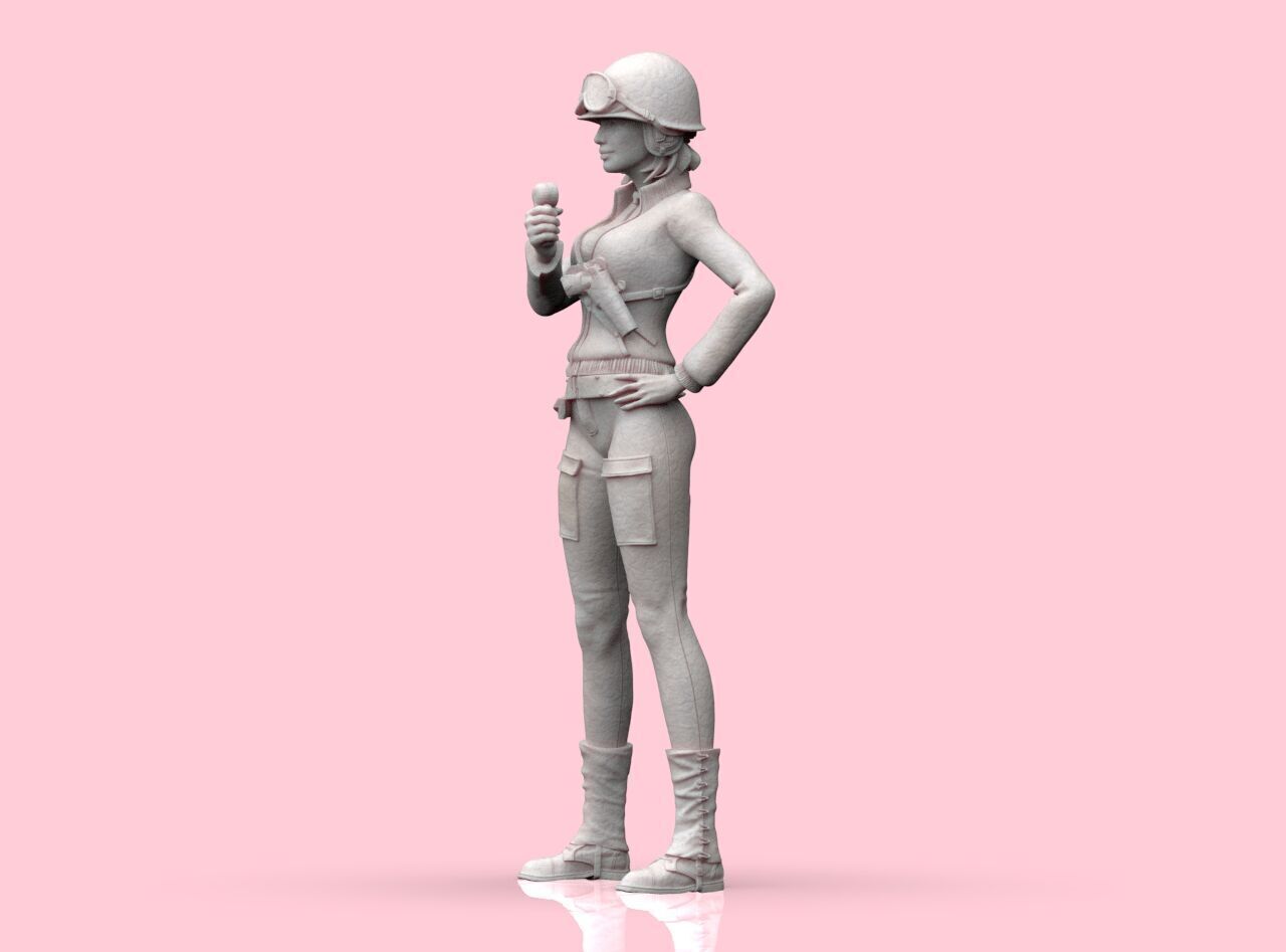 USA Woman Tank Crew WW2 3D print model_3