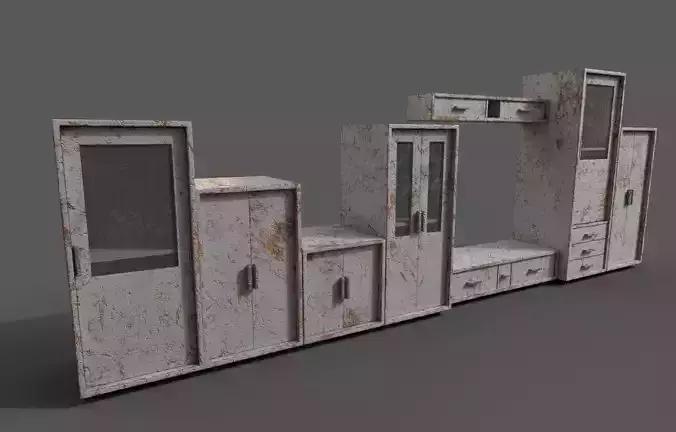 Set Old Modern Furniture 3D Model