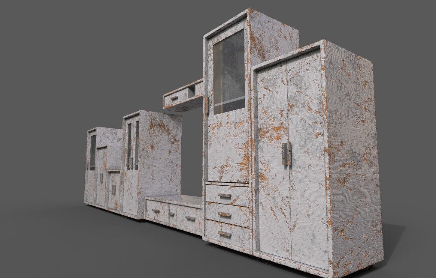 Set Old Modern Furniture 3D Model Low-poly 3D model_15