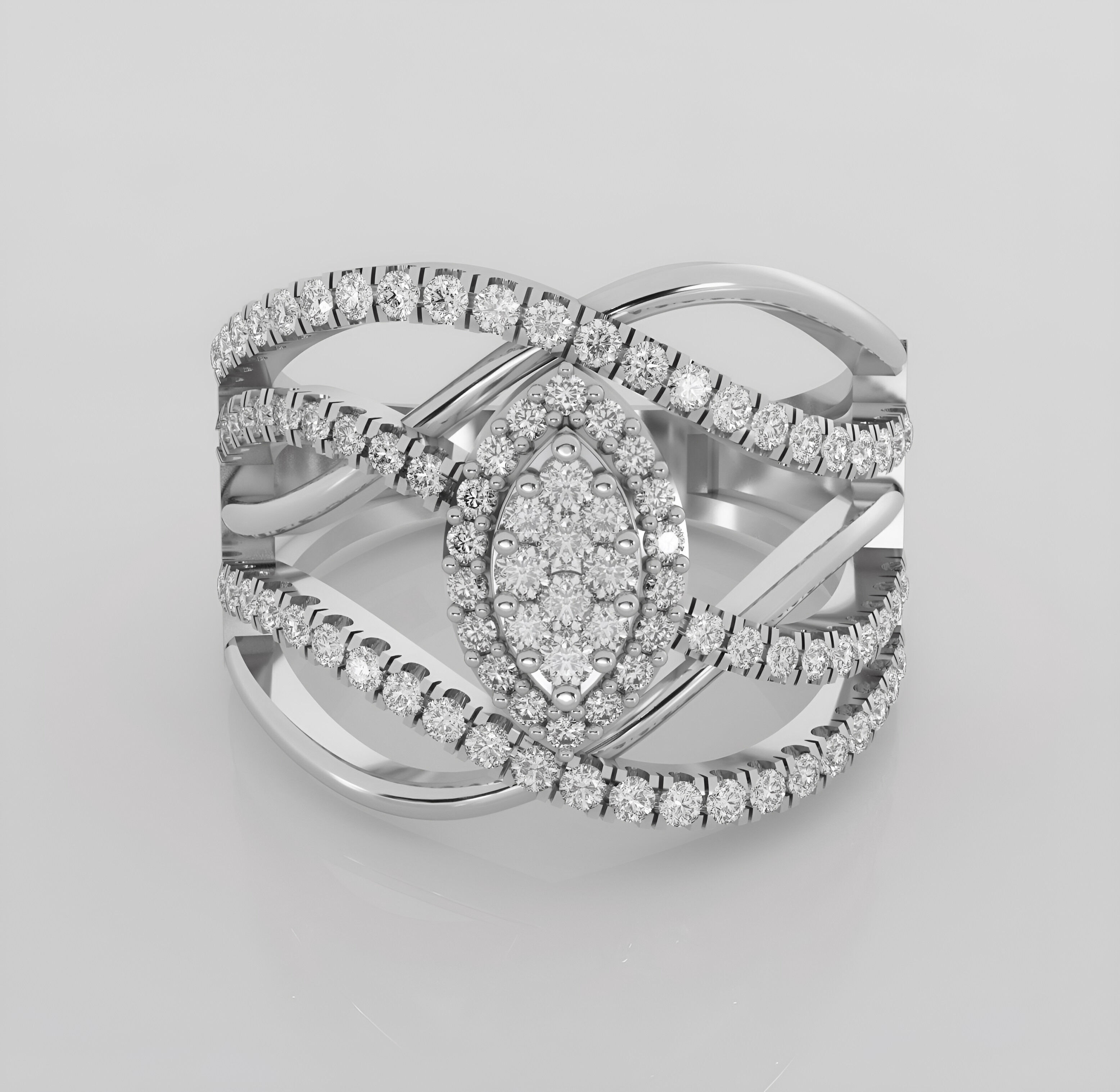Wire Italian diamond ring 3dm stl render detail  3D print model_3