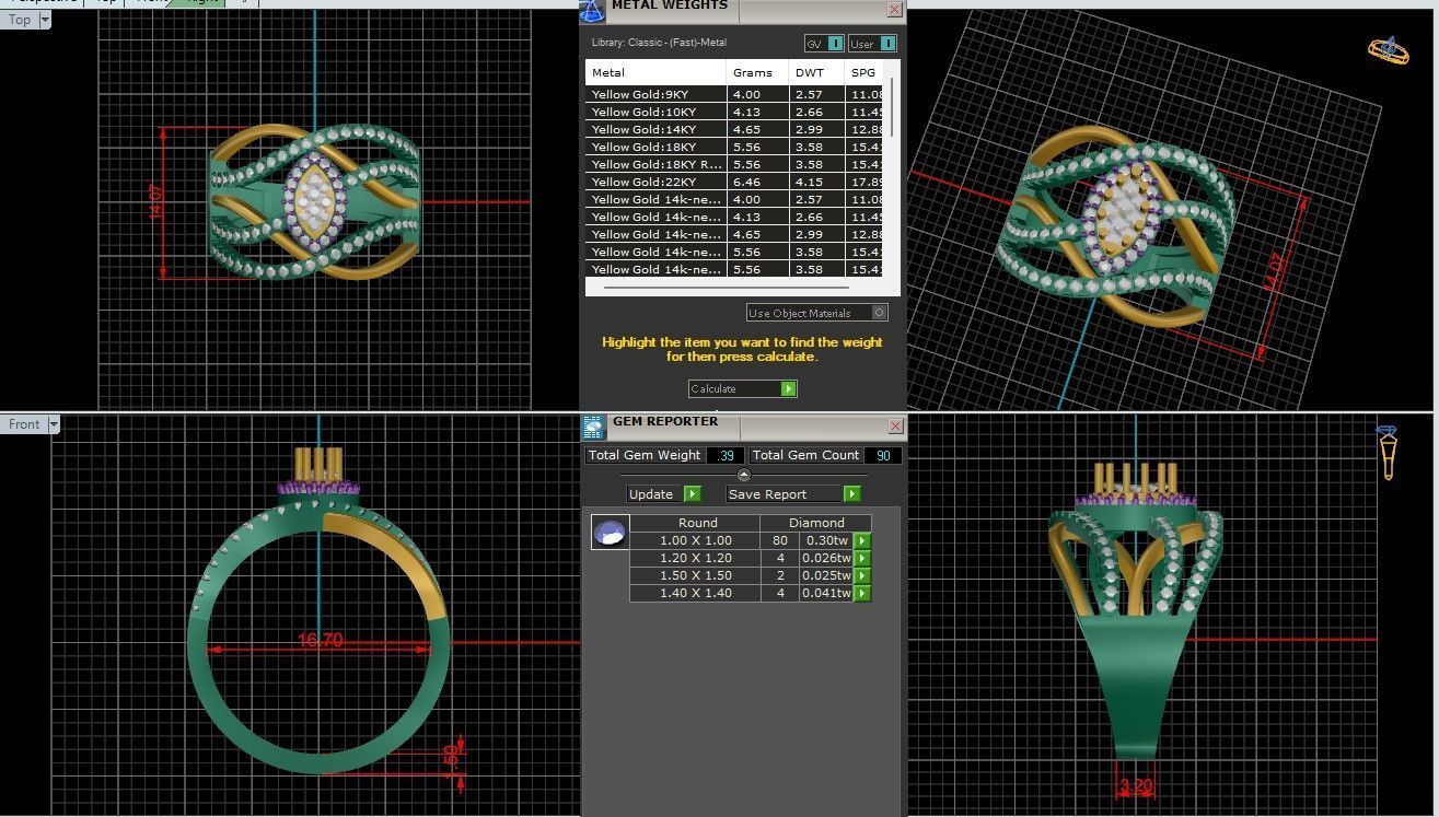 Wire Italian diamond ring 3dm stl render detail  3D print model_1