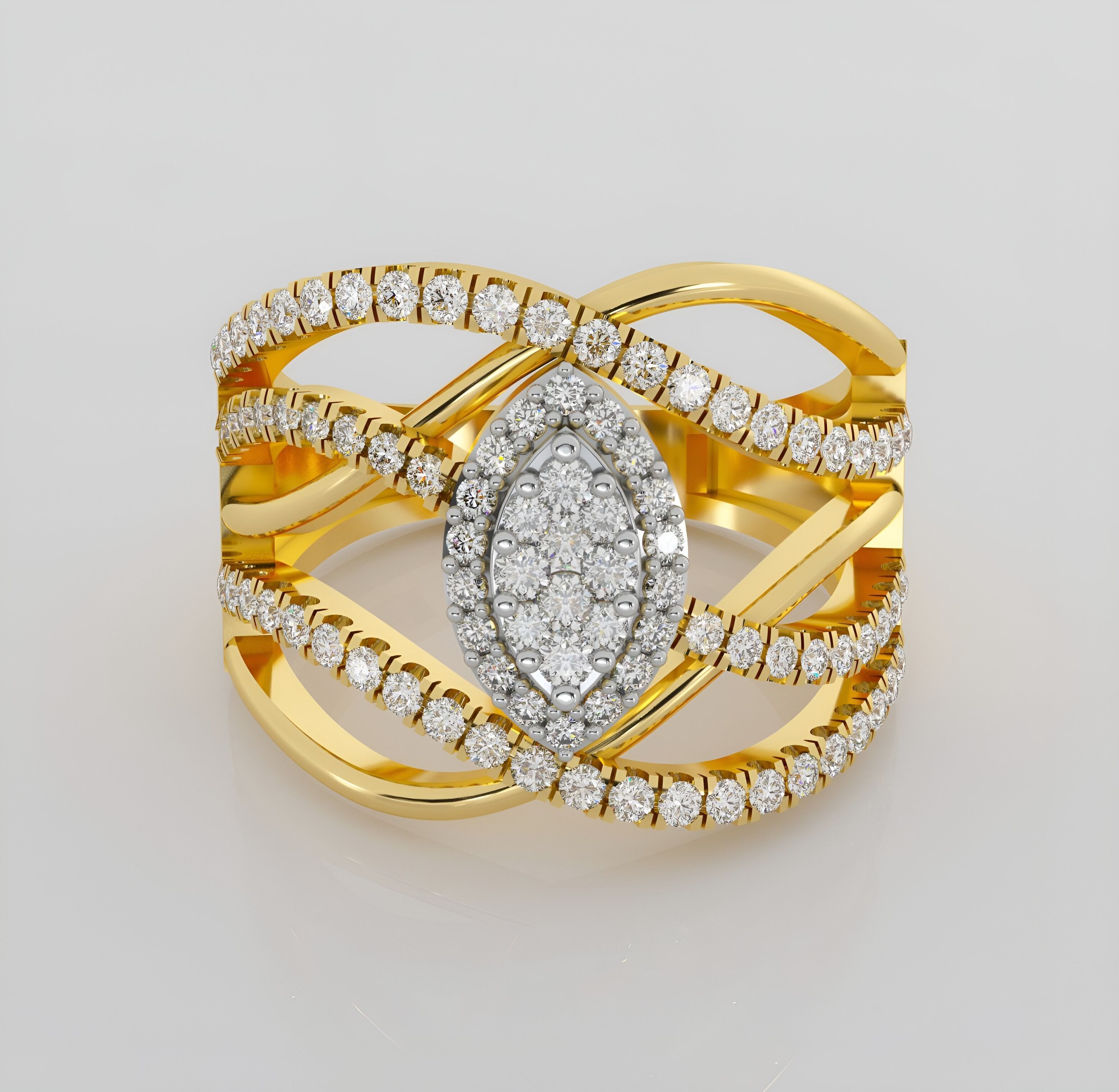Wire Italian diamond ring 3dm stl render detail  3D print model_2