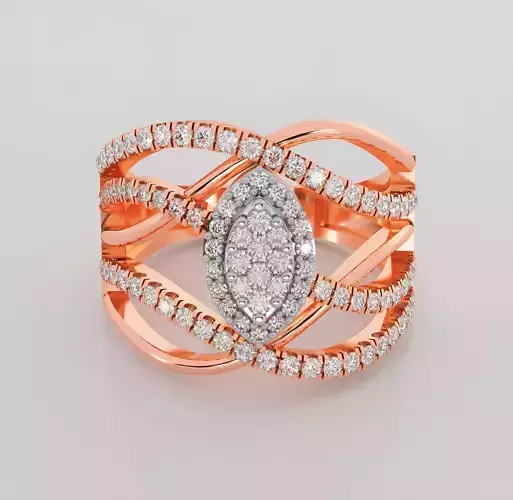 Wire Italian diamond ring 3dm stl render detail 