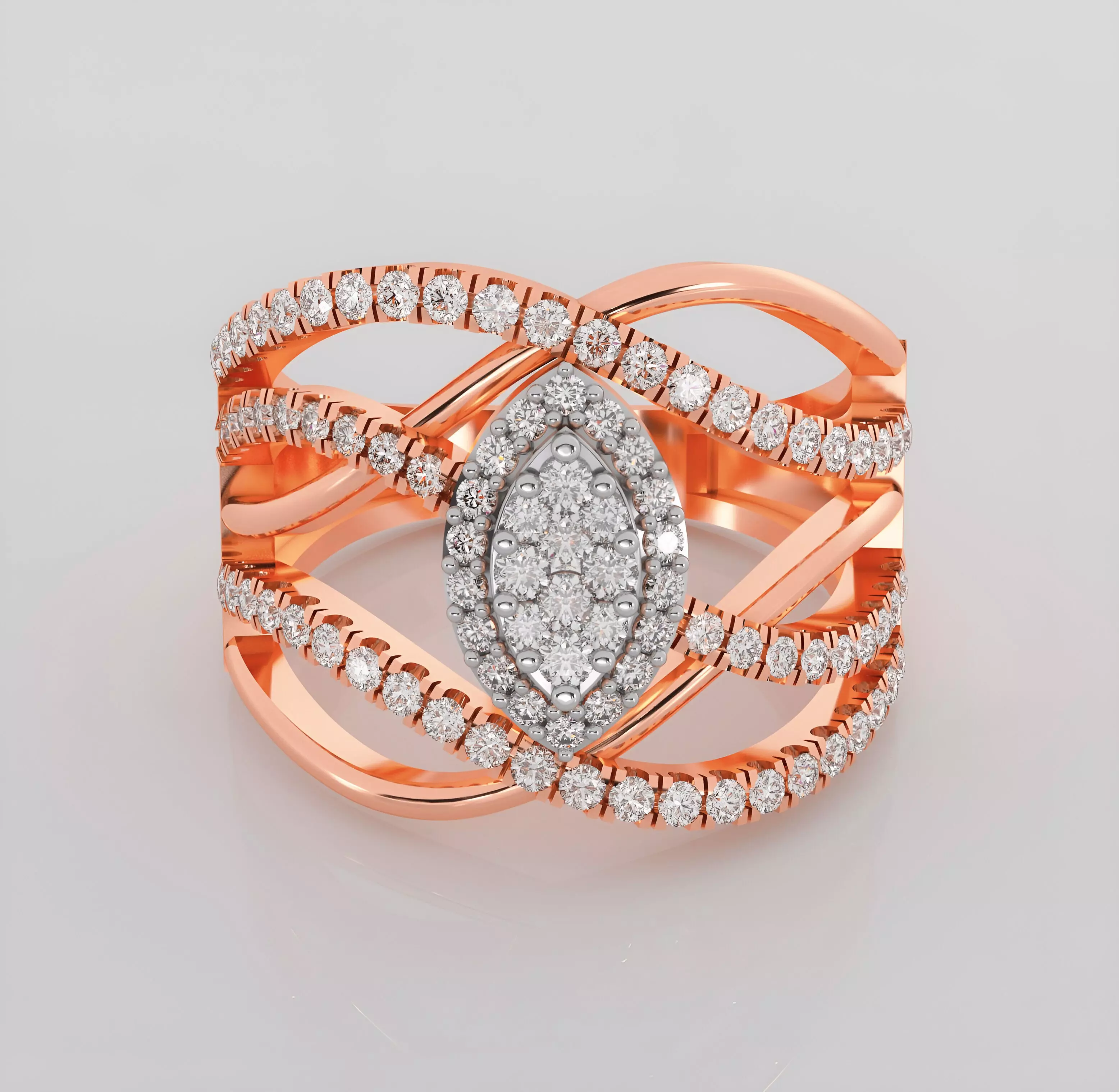 Wire Italian diamond ring 3dm stl render detail  3D print model_0