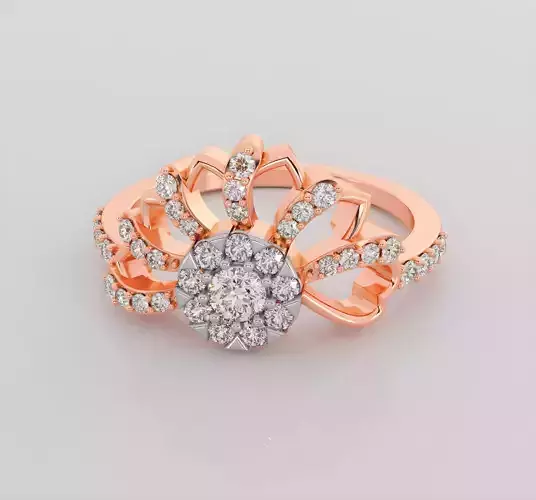 Flower diamond ring 3dm stl render detail  3D print model