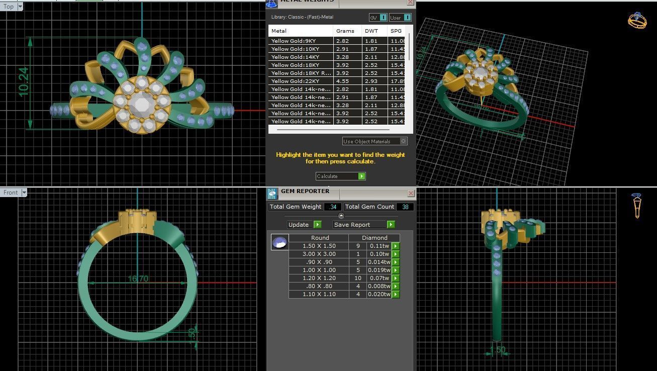 Flower diamond ring 3dm stl render detail 3D print model_1