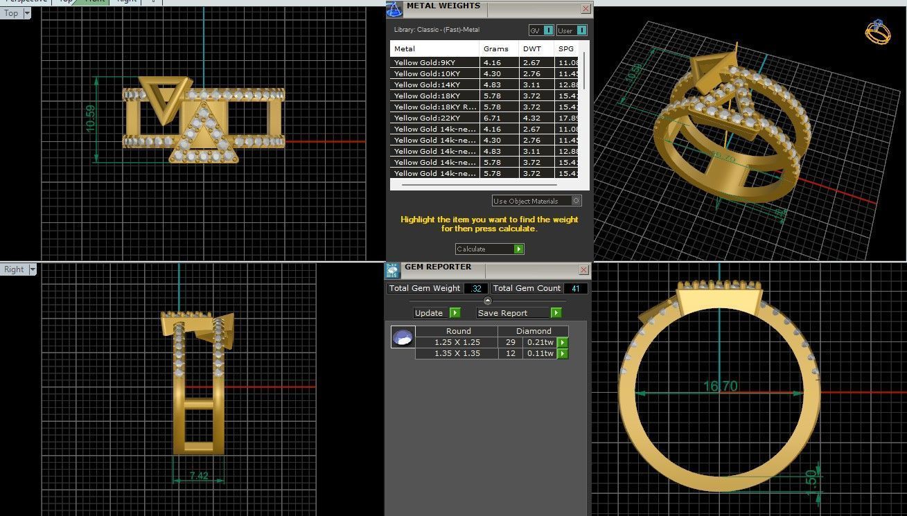Triangular wire Italian diamond ring 3dm stl render detail 3D print model_1