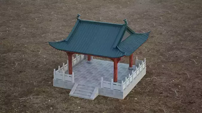 Traditional Chinese Opera Stage Low-poly 3D model