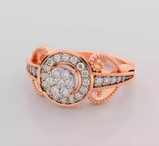 Italian diamond ring 3dm stl render detail 