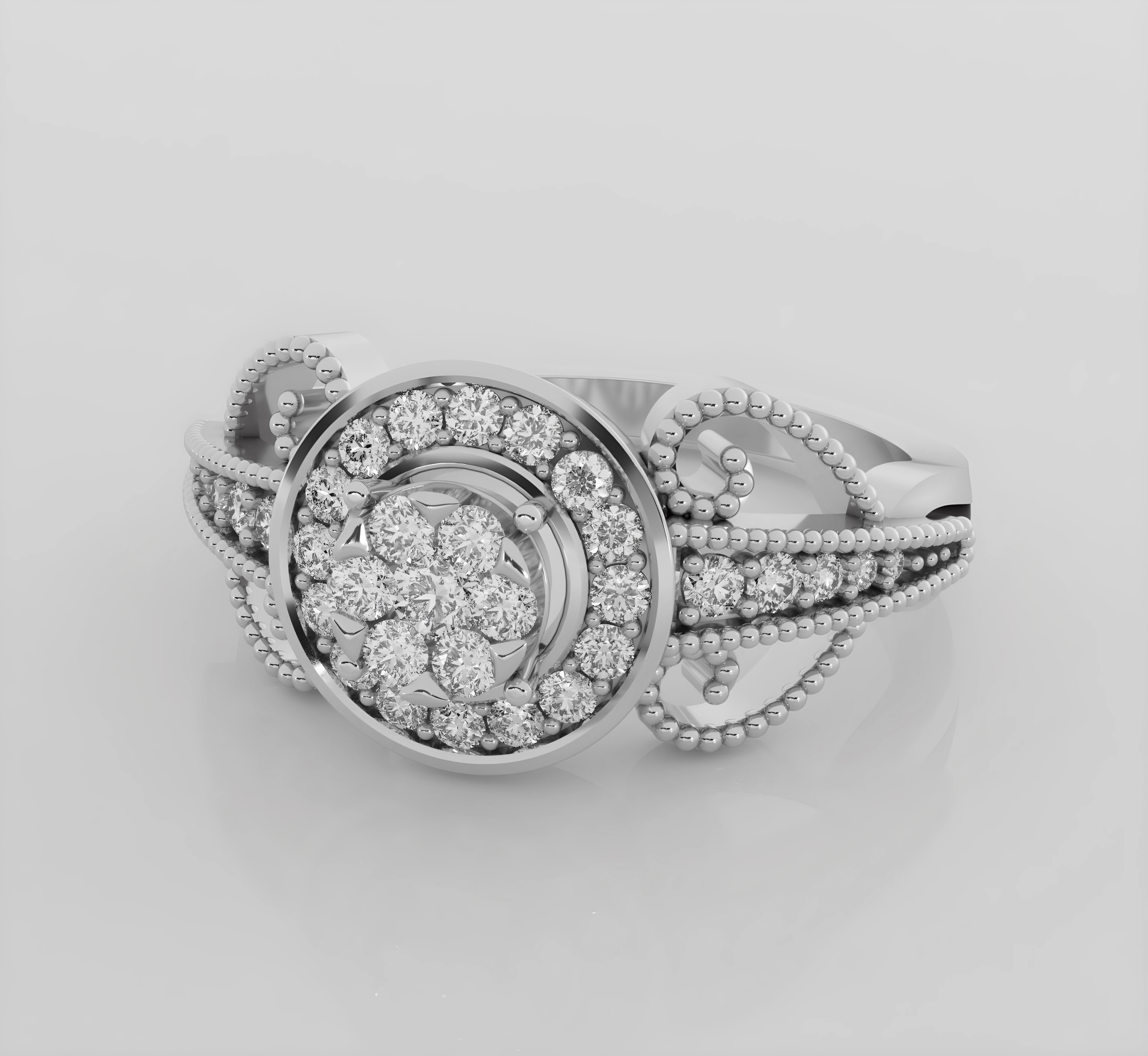 Italian diamond ring 3dm stl render detail  3D print model_3