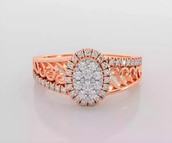 Italian diamond ring 3dm stl render detail