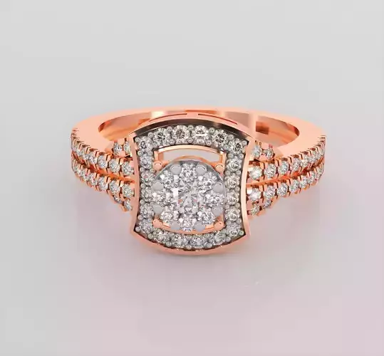 Italian diamond ring 3dm stl render detail