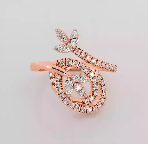 Leaves  diamond ring 3dm stl render detail