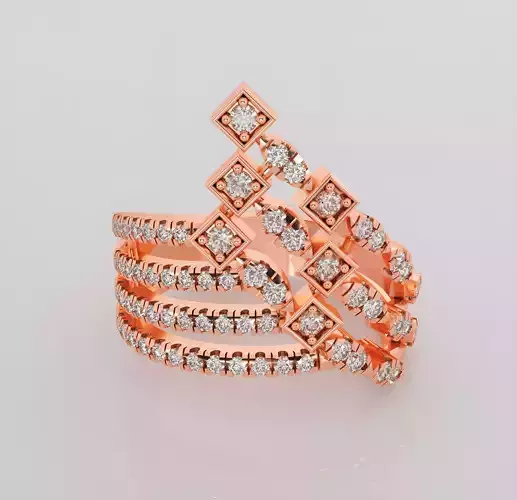 Wire Italian diamond ring 3dm stl render detail 