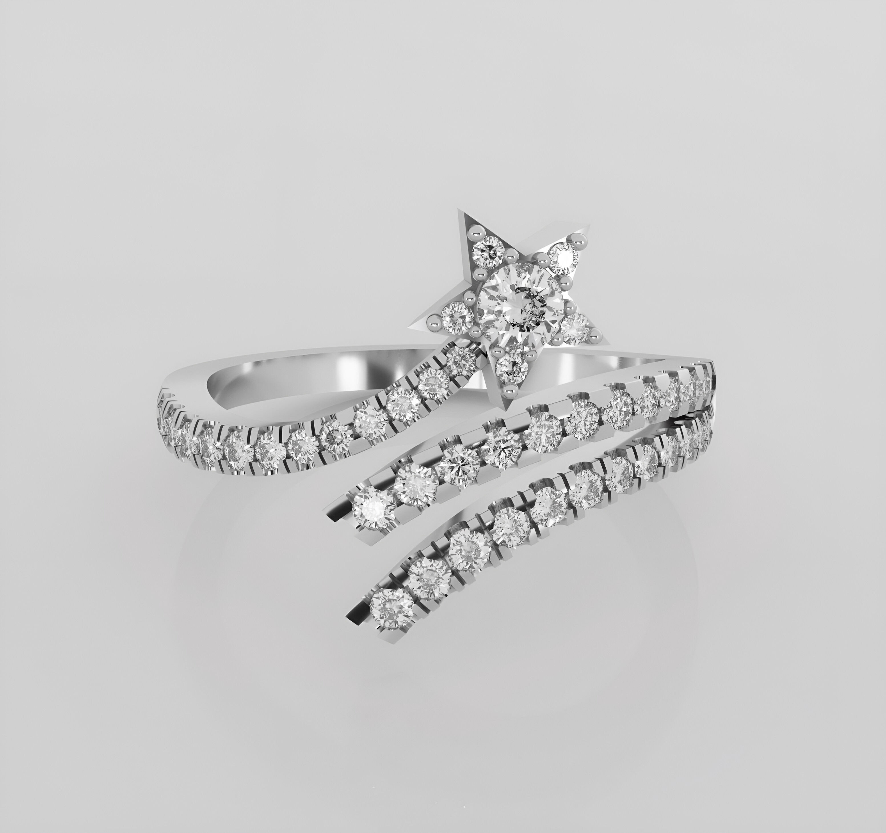 Star Italian diamond ring 3dm stl render detail 3D print model_3