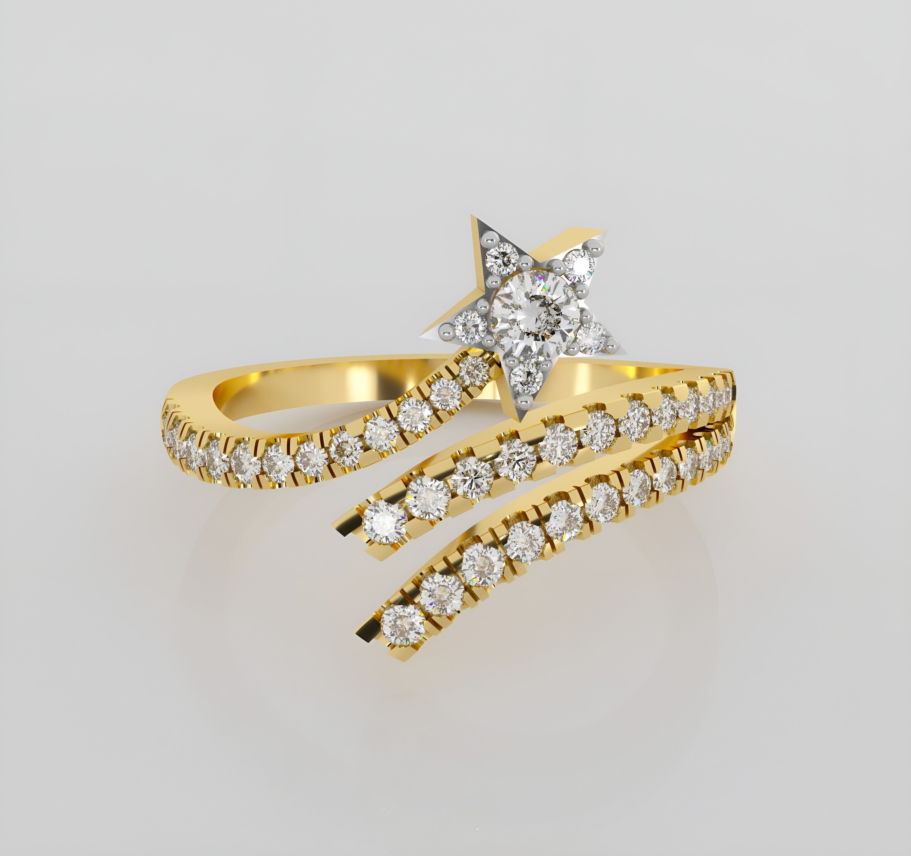 Star Italian diamond ring 3dm stl render detail 3D print model_2