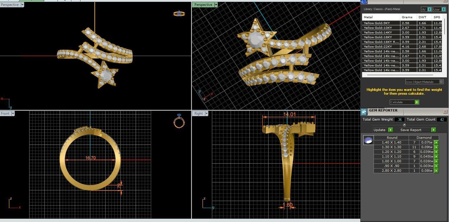 Star Italian diamond ring 3dm stl render detail 3D print model_1