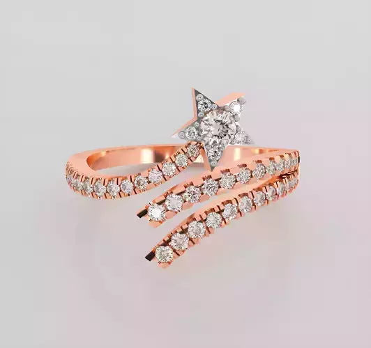 Star Italian diamond ring 3dm stl render detail 