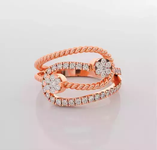 Rope Italian diamond ring 3dm stl render detail 