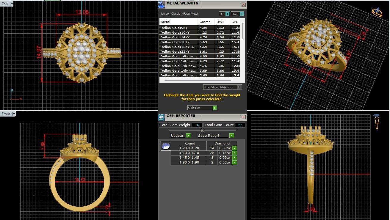 Italian diamond flower ring 3dm stl render detail  3D print model_1